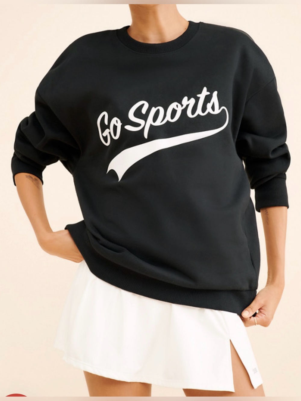 NWT Favorite Daughter Go Sports Oversized Crewneck Sweatshirt Black Size M